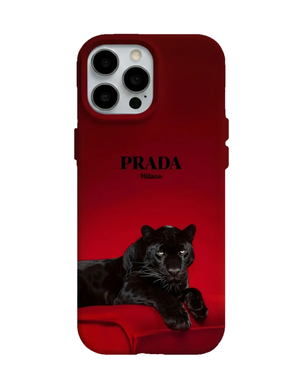 Siyah Panter Prada telefon kılıfı