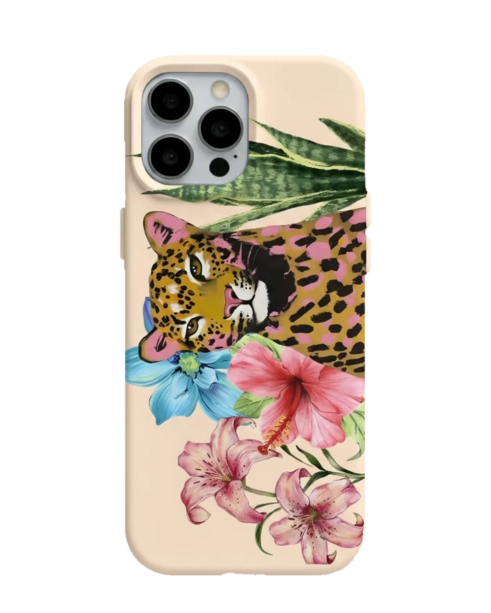 Çiçekler Arasında Leopar telefon kılıfı