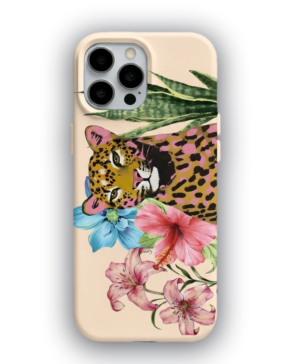 Çiçekler Arasında Leopar telefon kılıfı