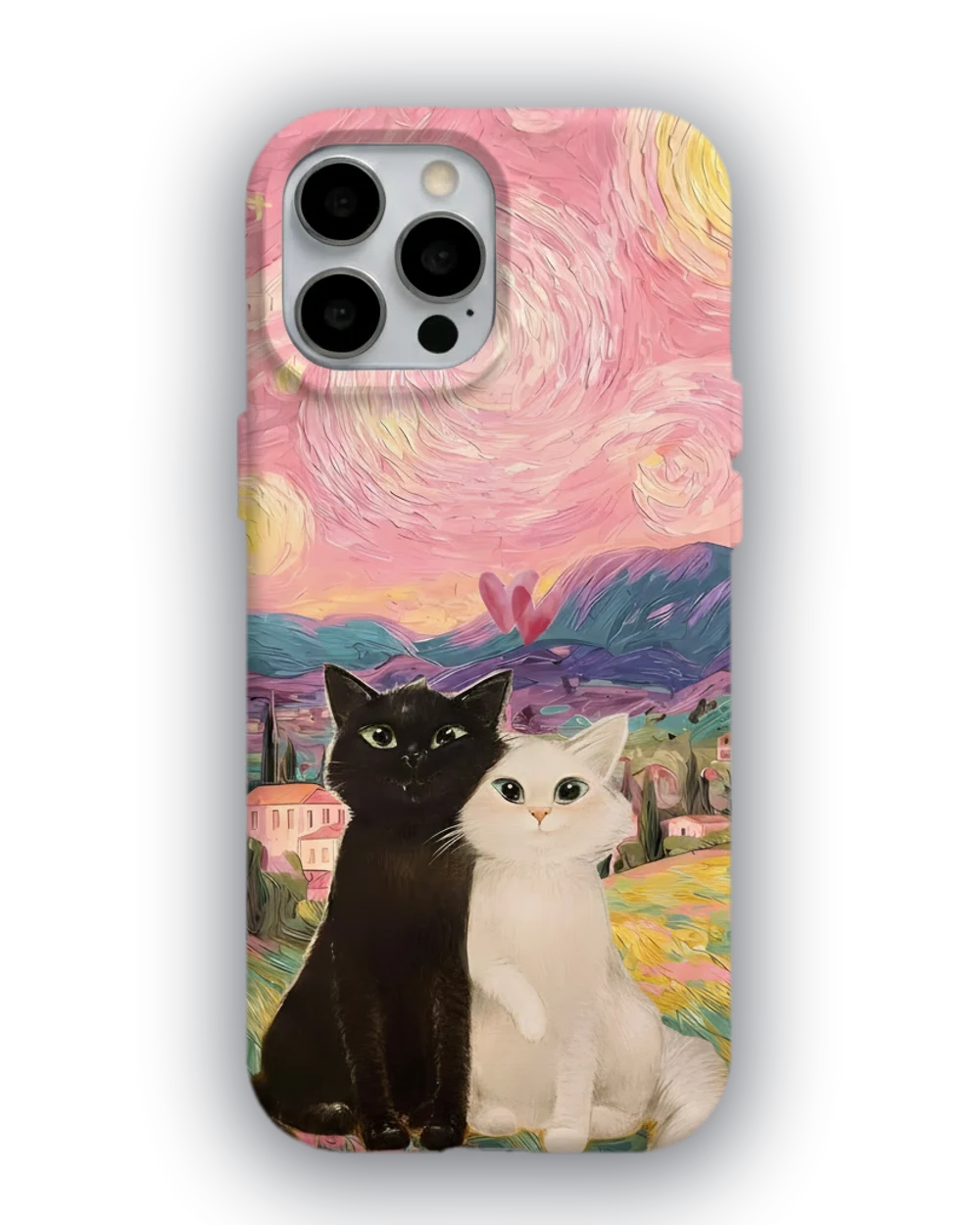 Pembe Gökyüzünde İki Kedi telefon kılıfı