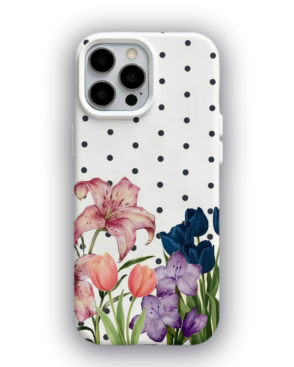 Puantiyeli Çiçek Bahçesi telefon kılıfı