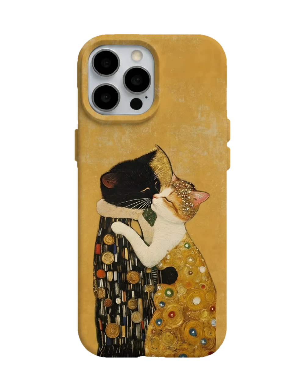 Altın Sarılış Kediler telefon kılıfı