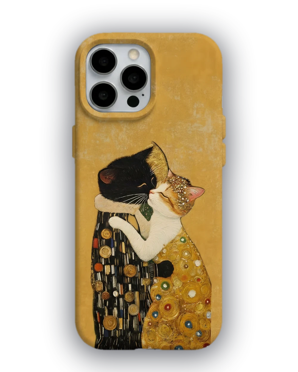 Altın Sarılış Kediler telefon kılıfı