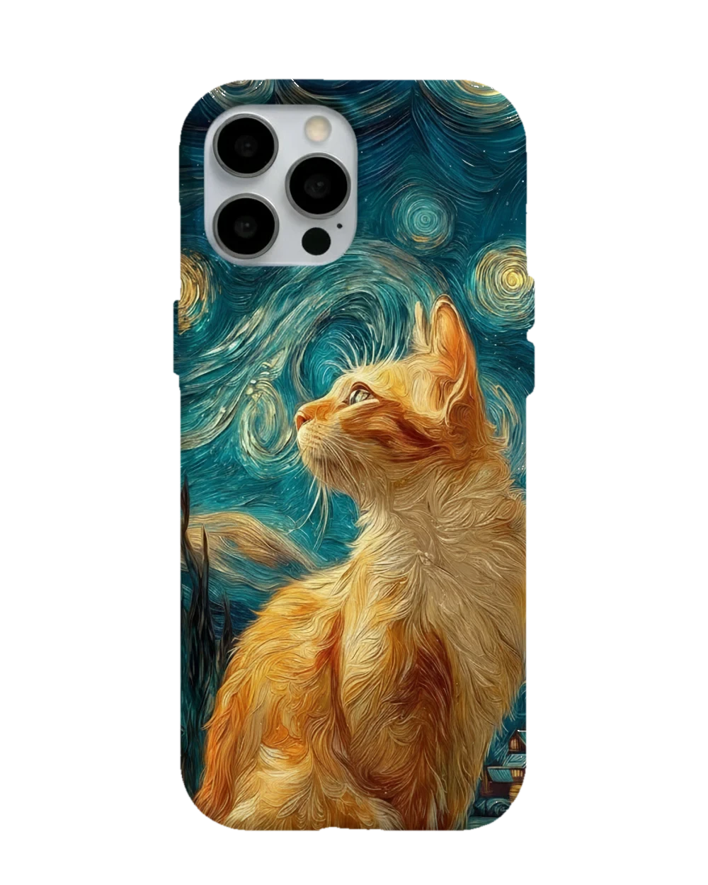 Yıldızlı Gece Kedisi telefon kılıfı