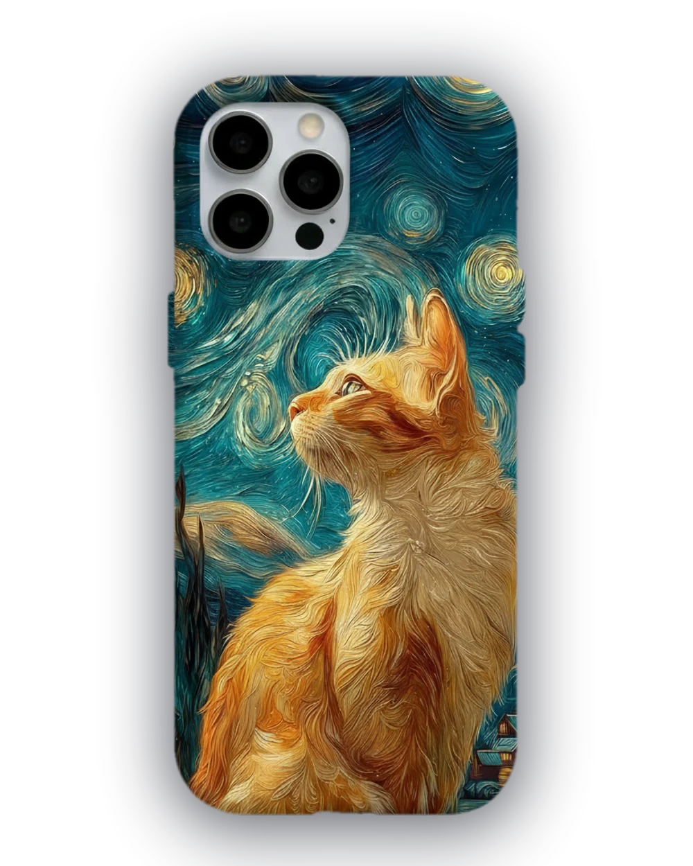 Yıldızlı Gece Kedisi telefon kılıfı