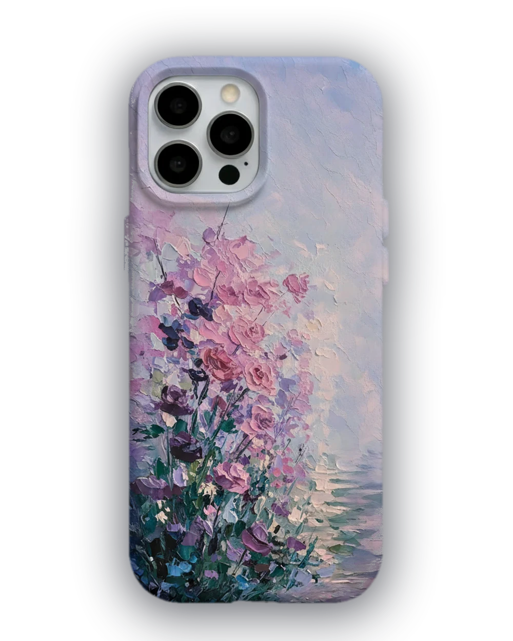 Lila Çiçek Tablosu telefon kılıfı
