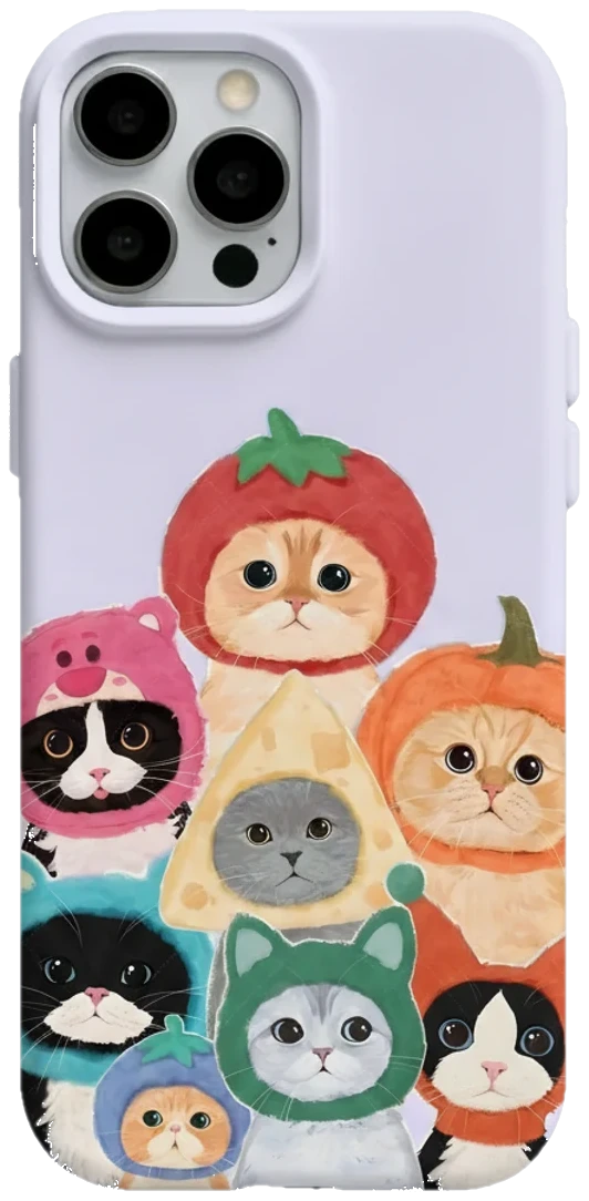 Meyve Şapkalı Kediler telefon kılıfı