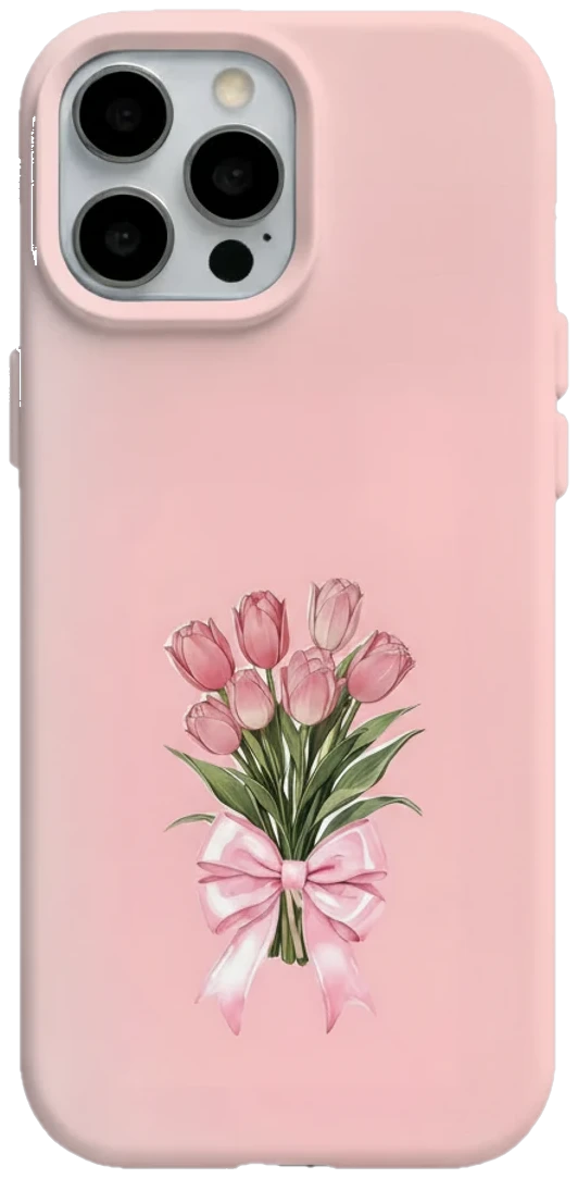Fiyonklu Lale Buketi Pembe telefon kılıfı