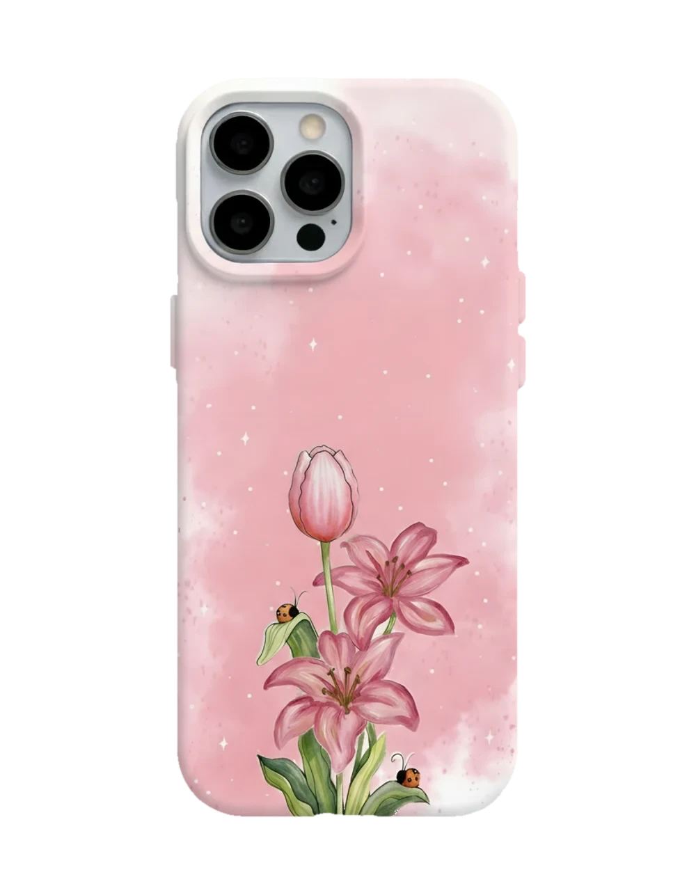 Pembe Lale Sulu Boya telefon kılıfı