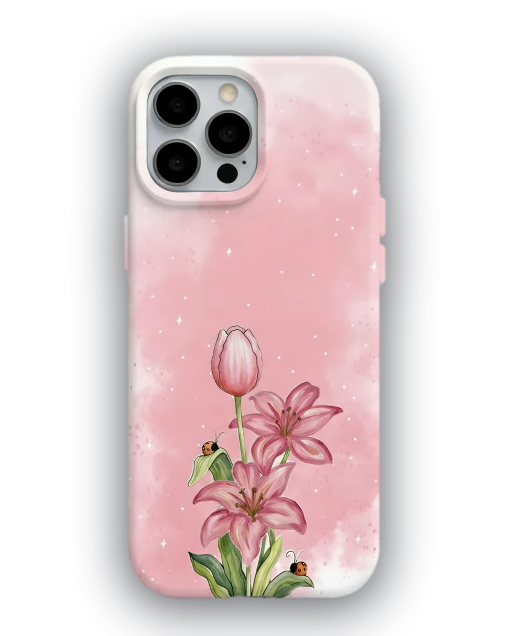 Pembe Lale Sulu Boya telefon kılıfı
