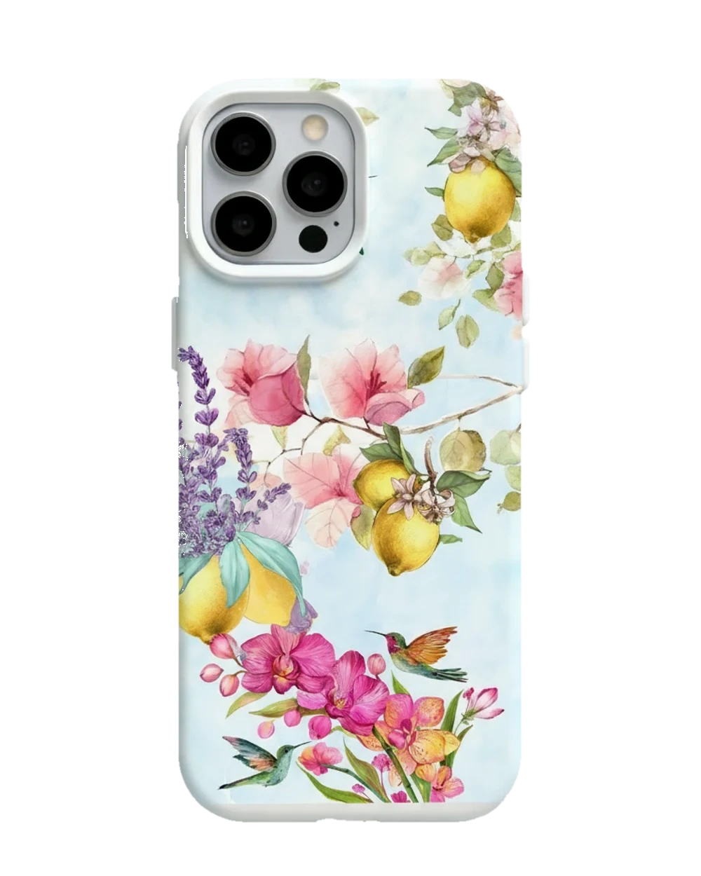 Sulu Boya Limon ve Çiçekler telefon kılıfı