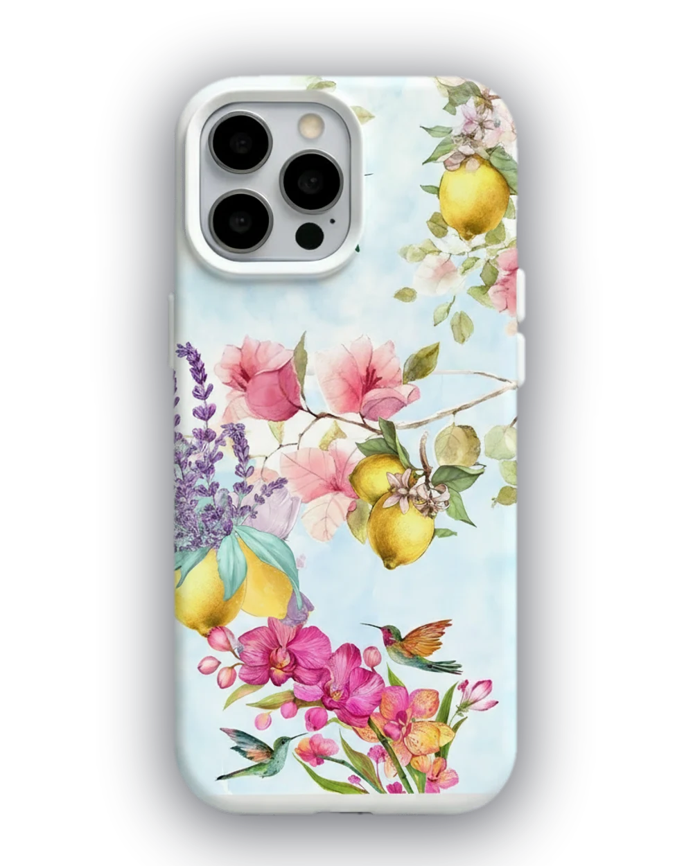 Sulu Boya Limon ve Çiçekler telefon kılıfı