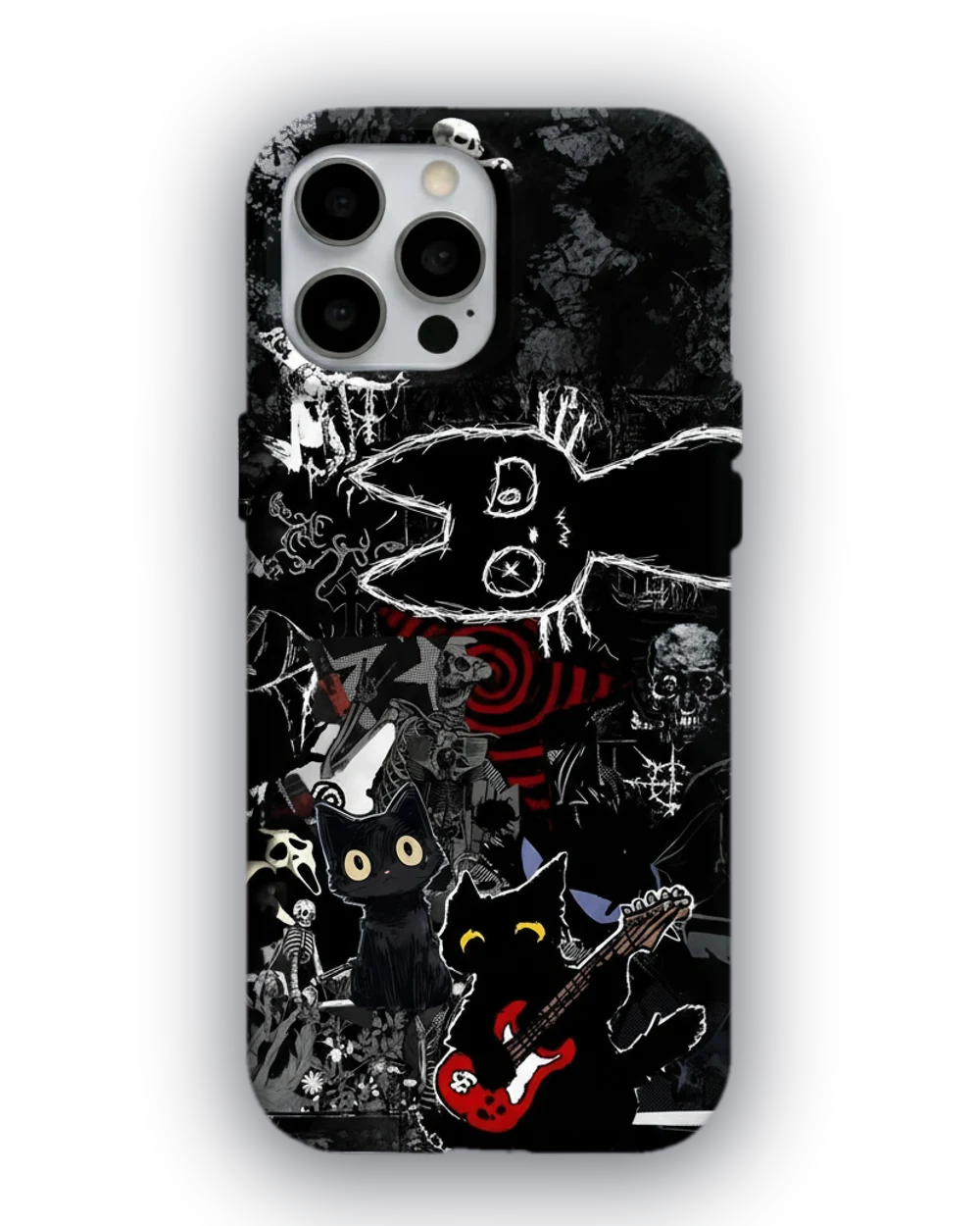 Karanlık Kedi Kolajı telefon kılıfı