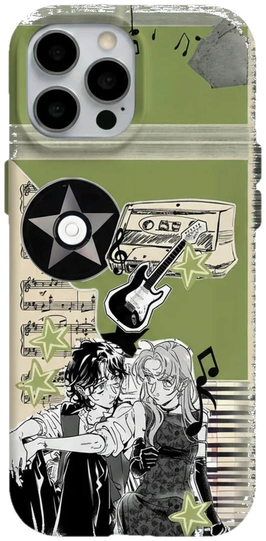 Yeşil Müzik Kolajı telefon kılıfı