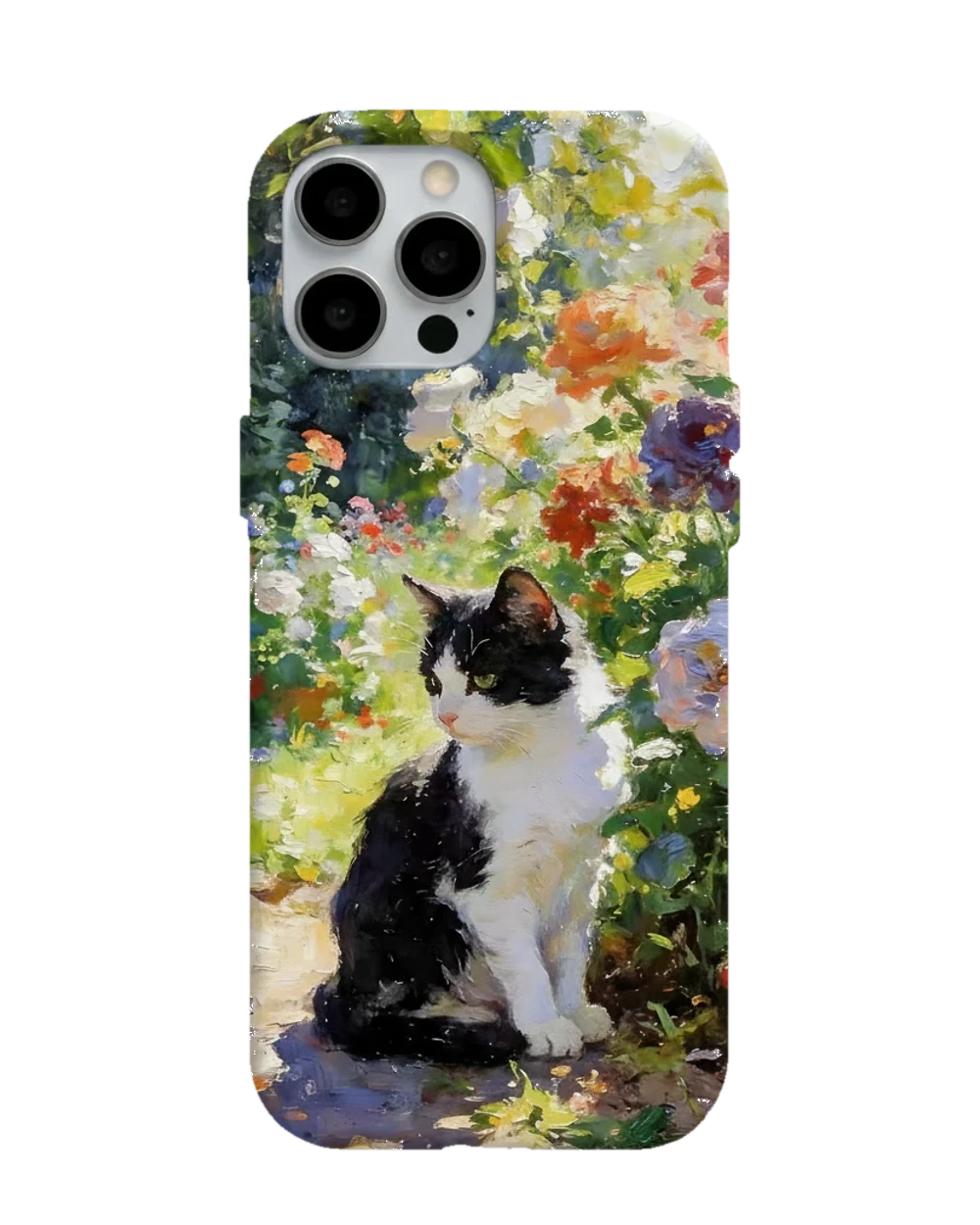 Çiçek Bahçesinde Kedi telefon kılıfı