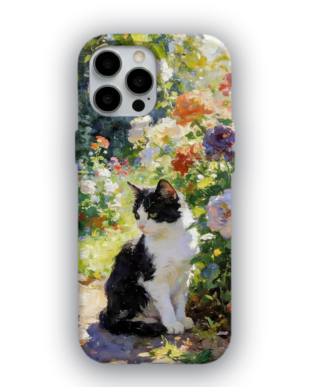 Çiçek Bahçesinde Kedi telefon kılıfı