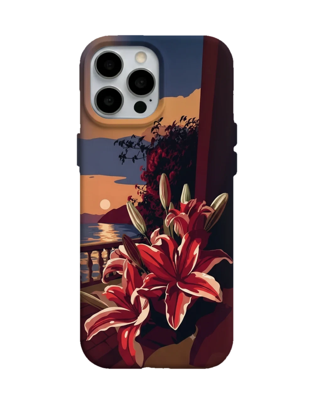 Gün Batımında Kırmızı Zambak telefon kılıfı