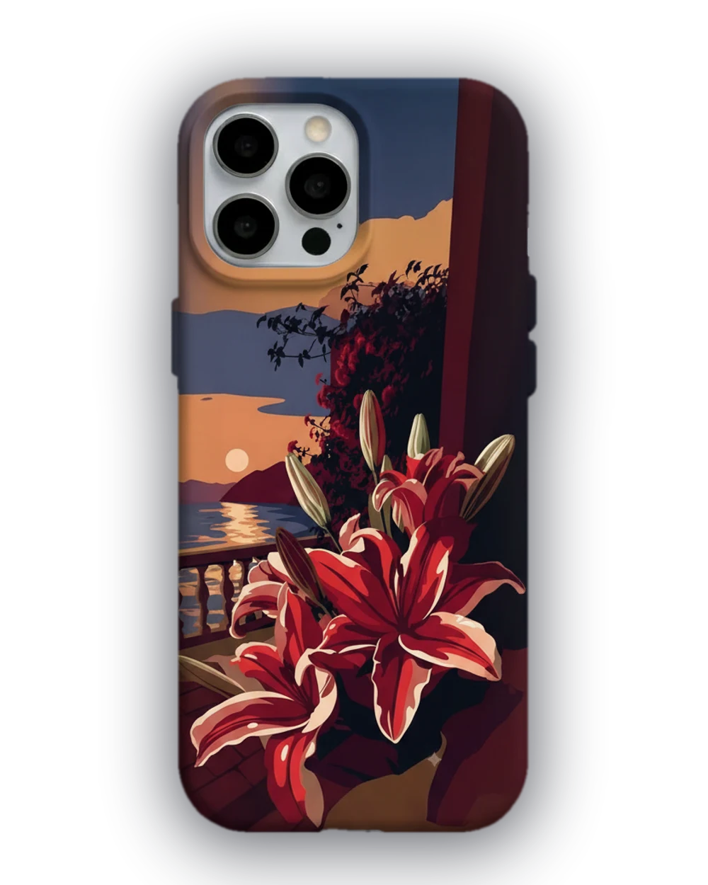 Gün Batımında Kırmızı Zambak telefon kılıfı