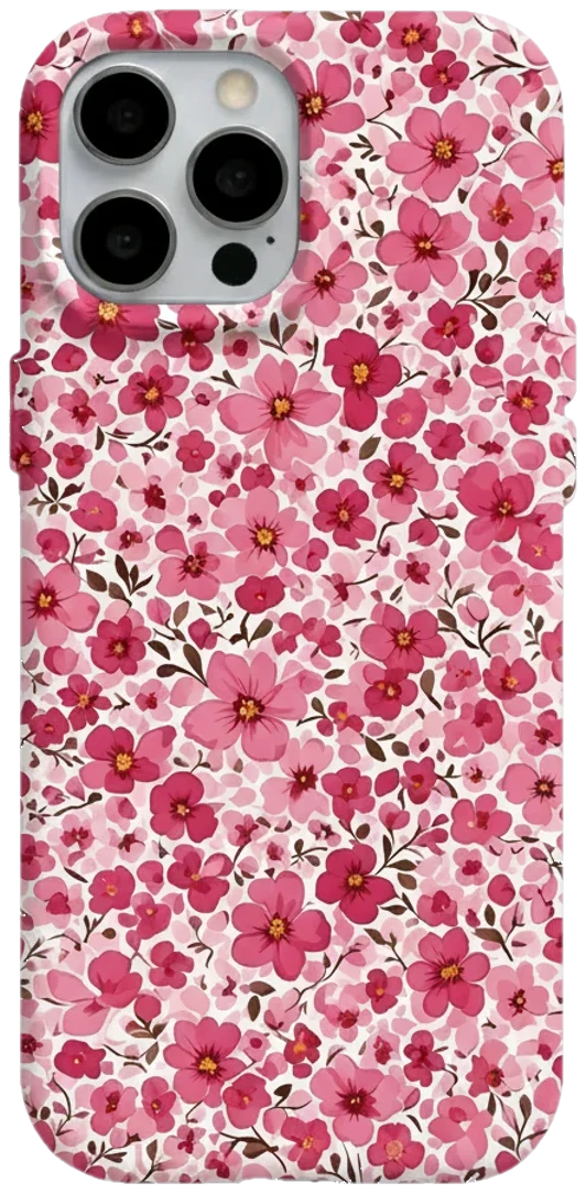 Pembe Çiçek Deseni telefon kılıfı
