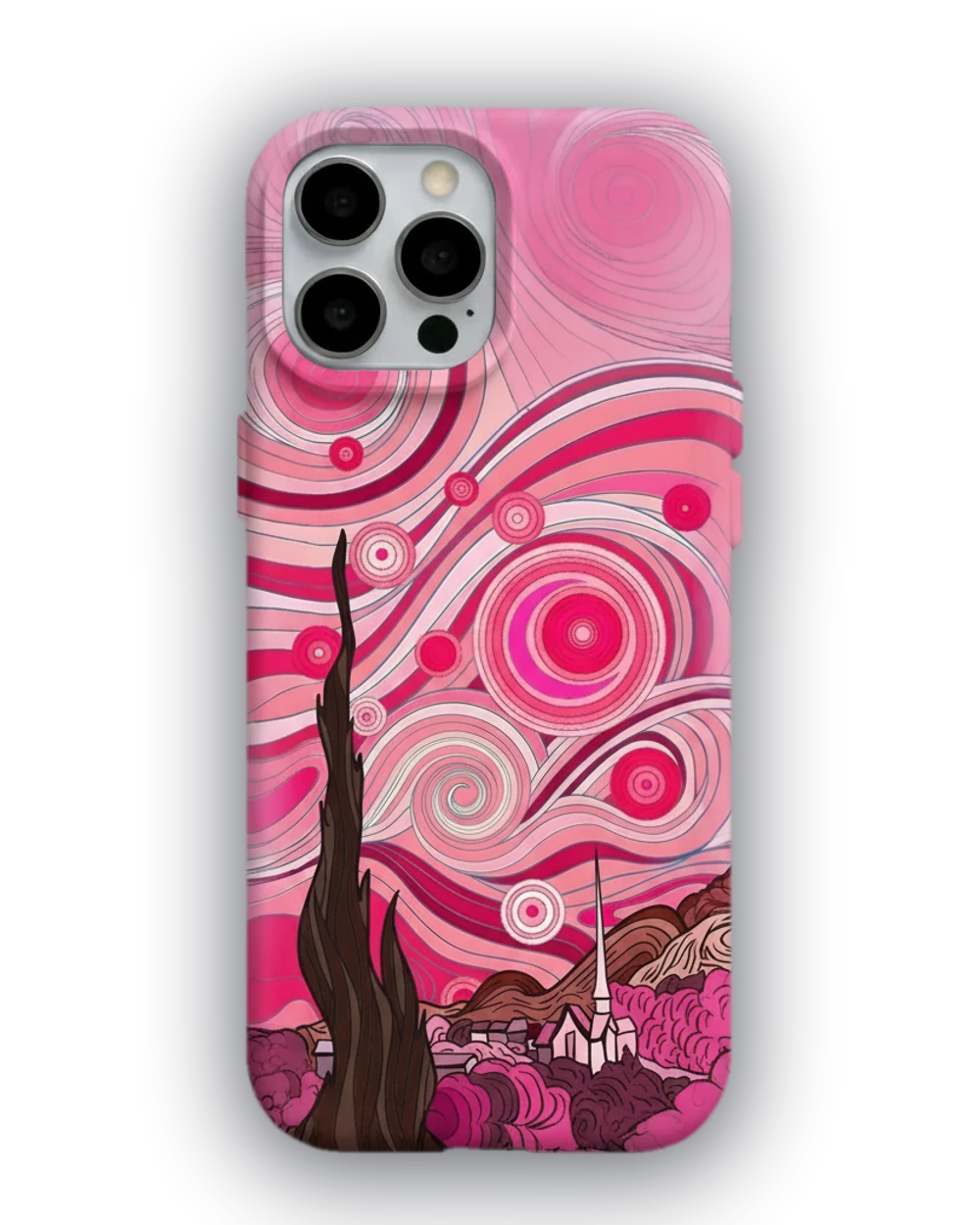 Pembe Yıldızlı Gece telefon kılıfı