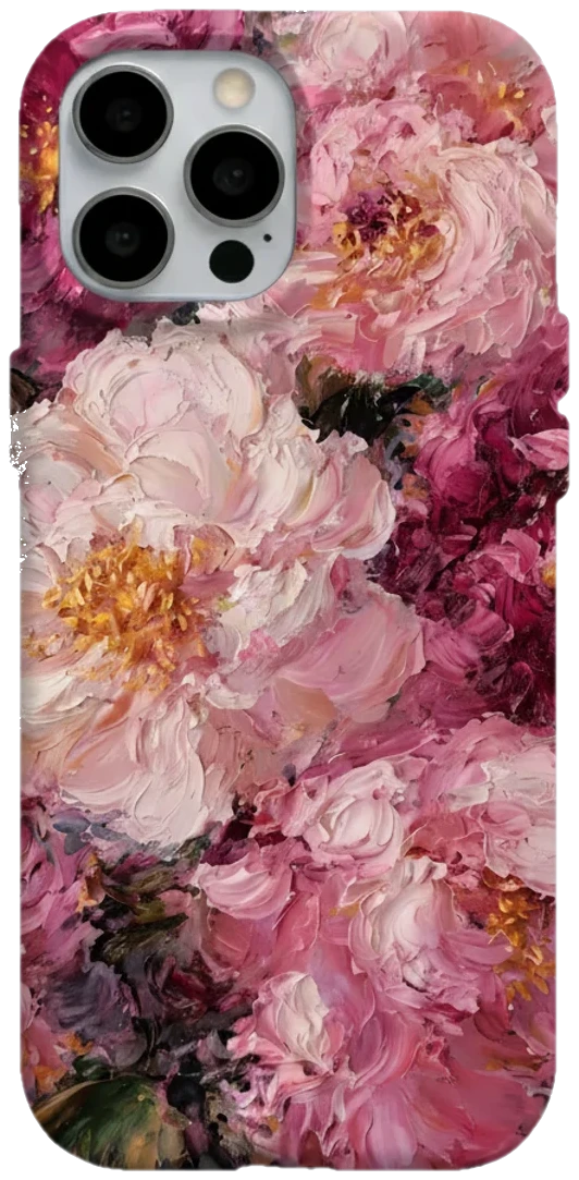 Pembe Şakayık Tablosu telefon kılıfı